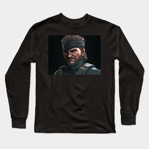 Solid Snake Looking At The Camera Long Sleeve T-Shirt by CloneTalk